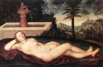 reclining tableaux - Nymphe de la rivière couchée à la fontaine Lucas Cranach the Elder Nu